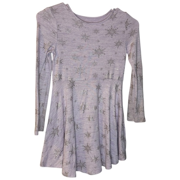 Disney Jumping Beans Frozen Long Sleeve Dress with Silver Snowflakes - Picture 1 of 3